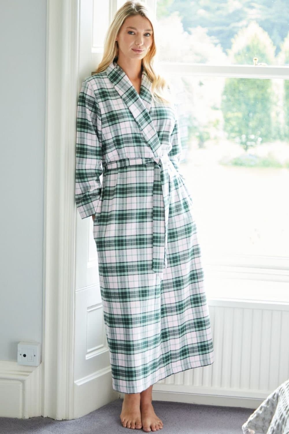 British Boxers British Boxers Baby Pink Tartan Dressing Gown