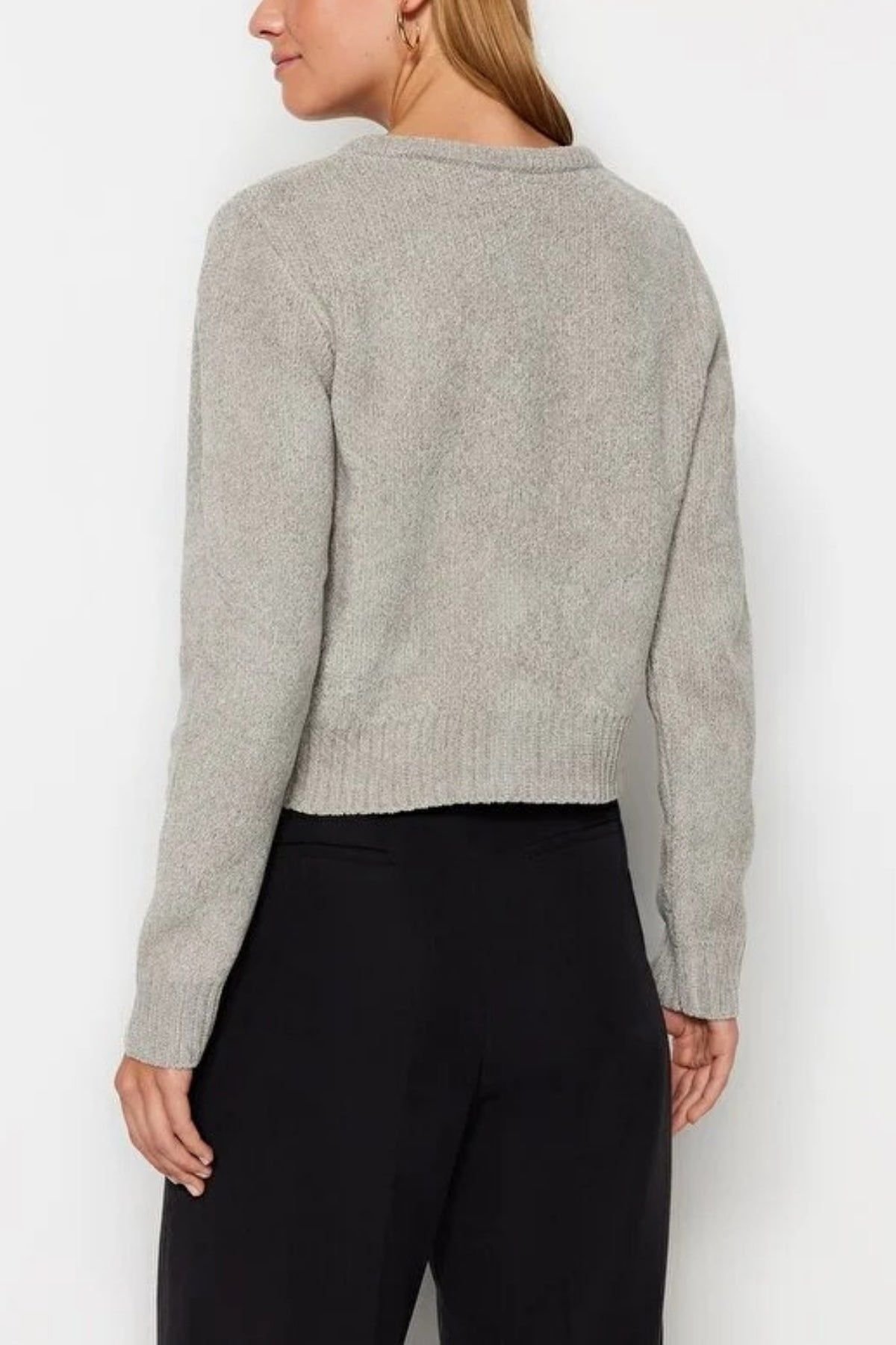 WOVCOR WOVCOR Women's Knit Cardigan With Pocket Detail in Grey - 4