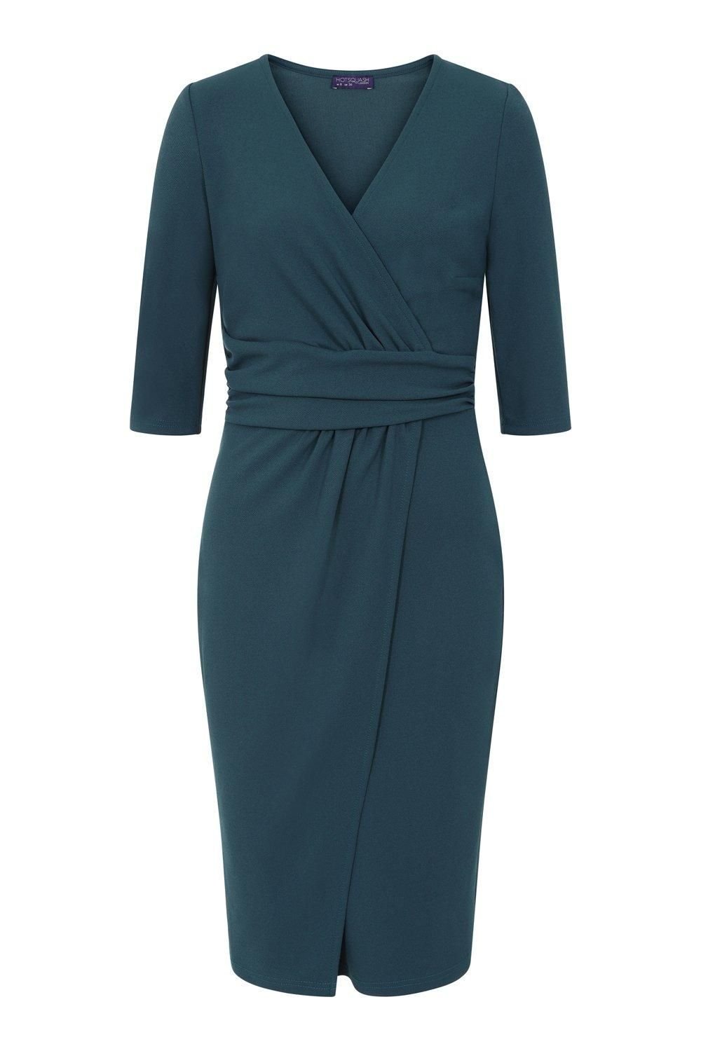 Hot Squash Hot Squash Women's Ascot Mock-Wrap Dress in Teal - 3