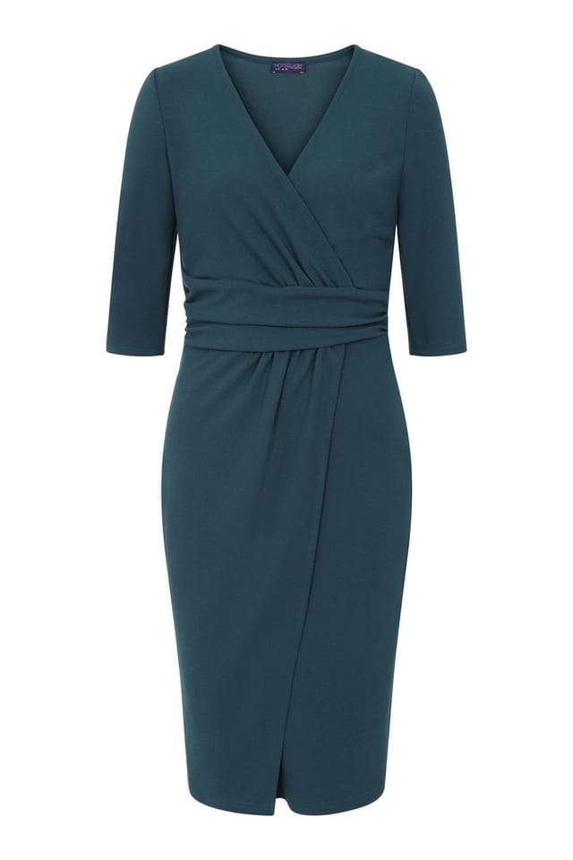 Hot Squash Hot Squash Women's Ascot Mock-Wrap Dress in Teal - 3