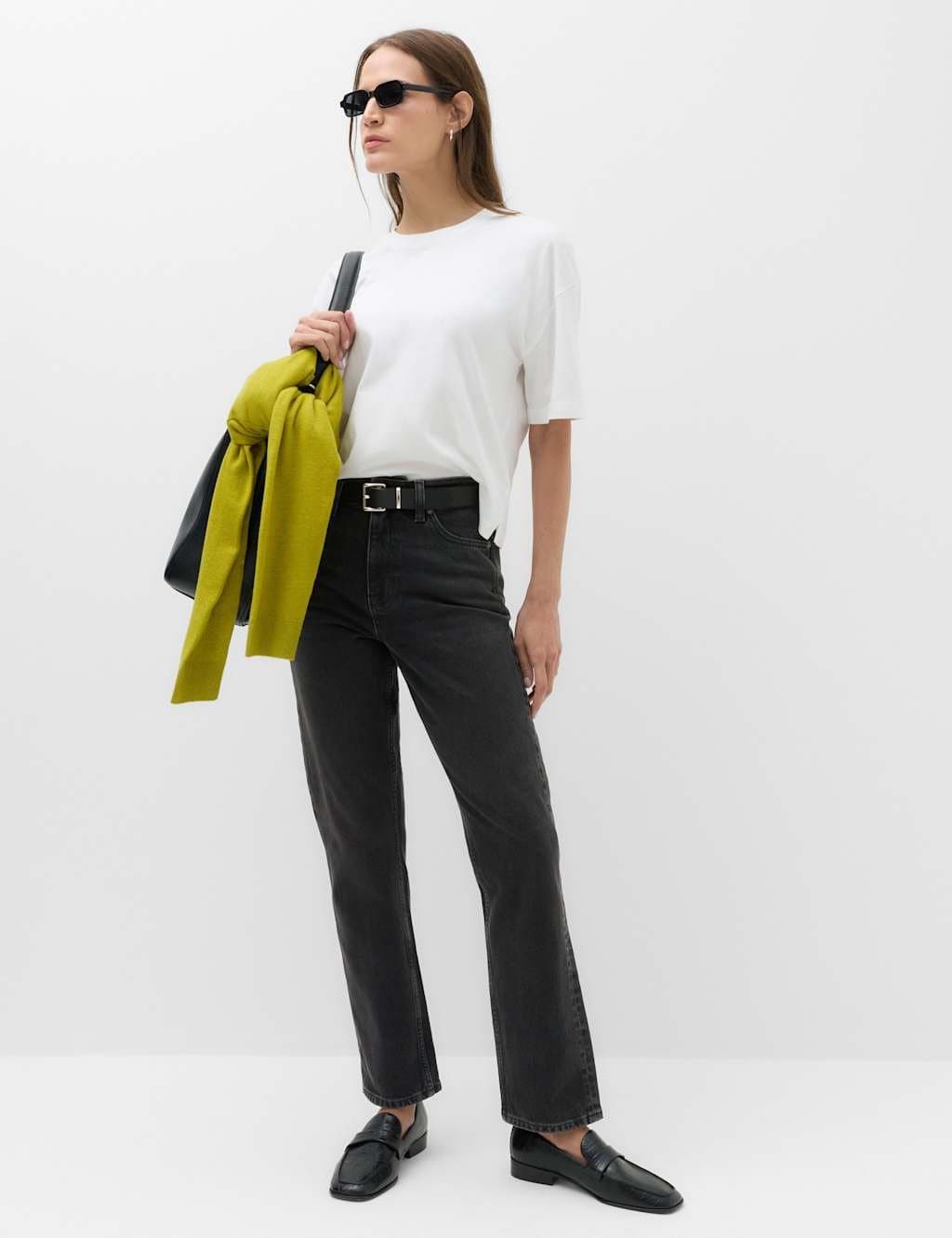Marks & Spencer M&S Mid Rise Straight Leg Ankle Length Jeans Black