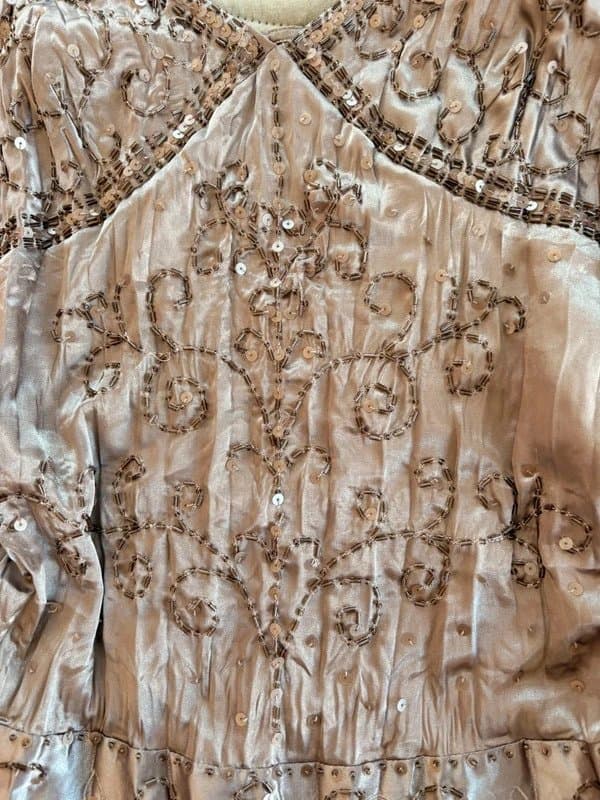 New Look vintage new look embroidered beaded sating dress