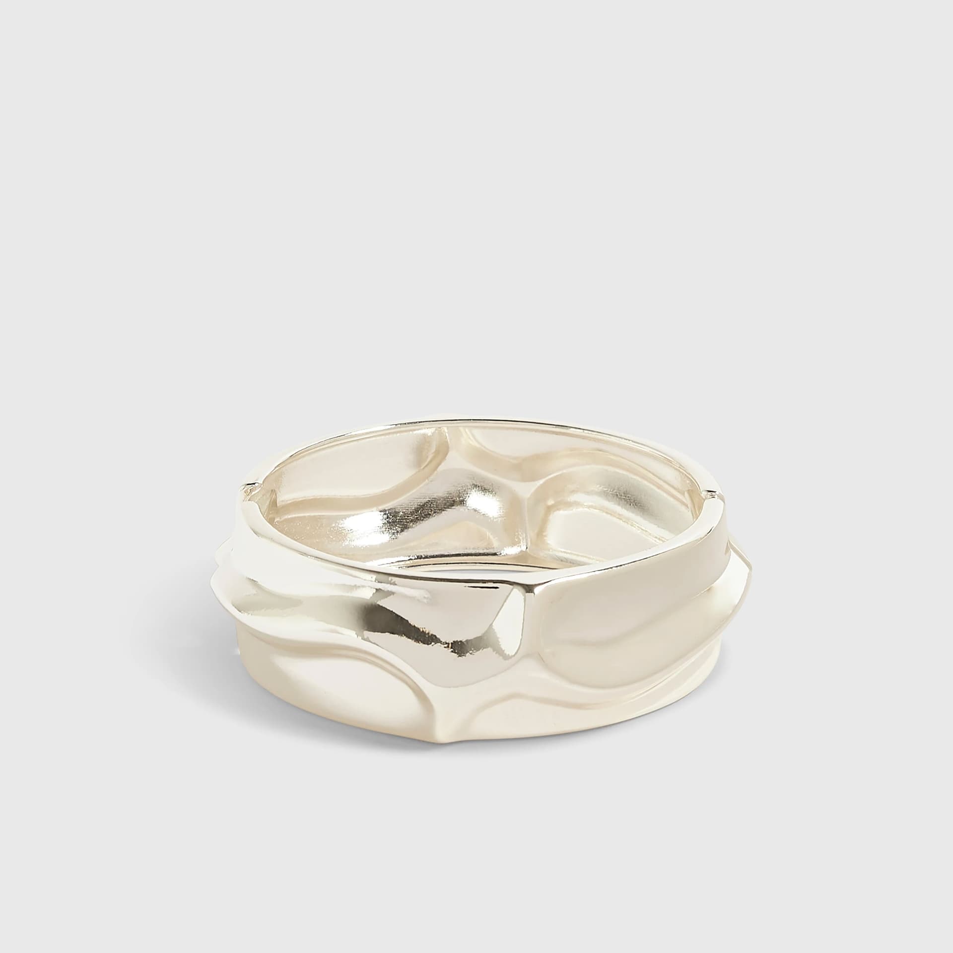 River Island River Island Womens Silver Hammered Hinge Bangle