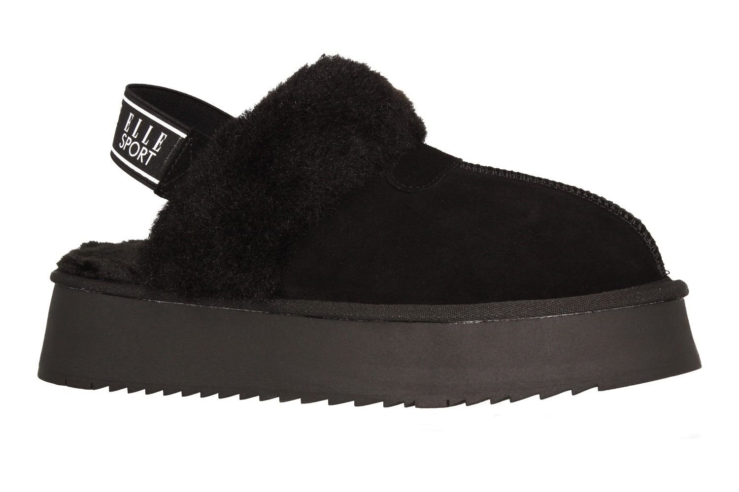 Elle Sport Elle Sport Women's Faux Fur Platform Slippers With Slingback Strap in Black - 2