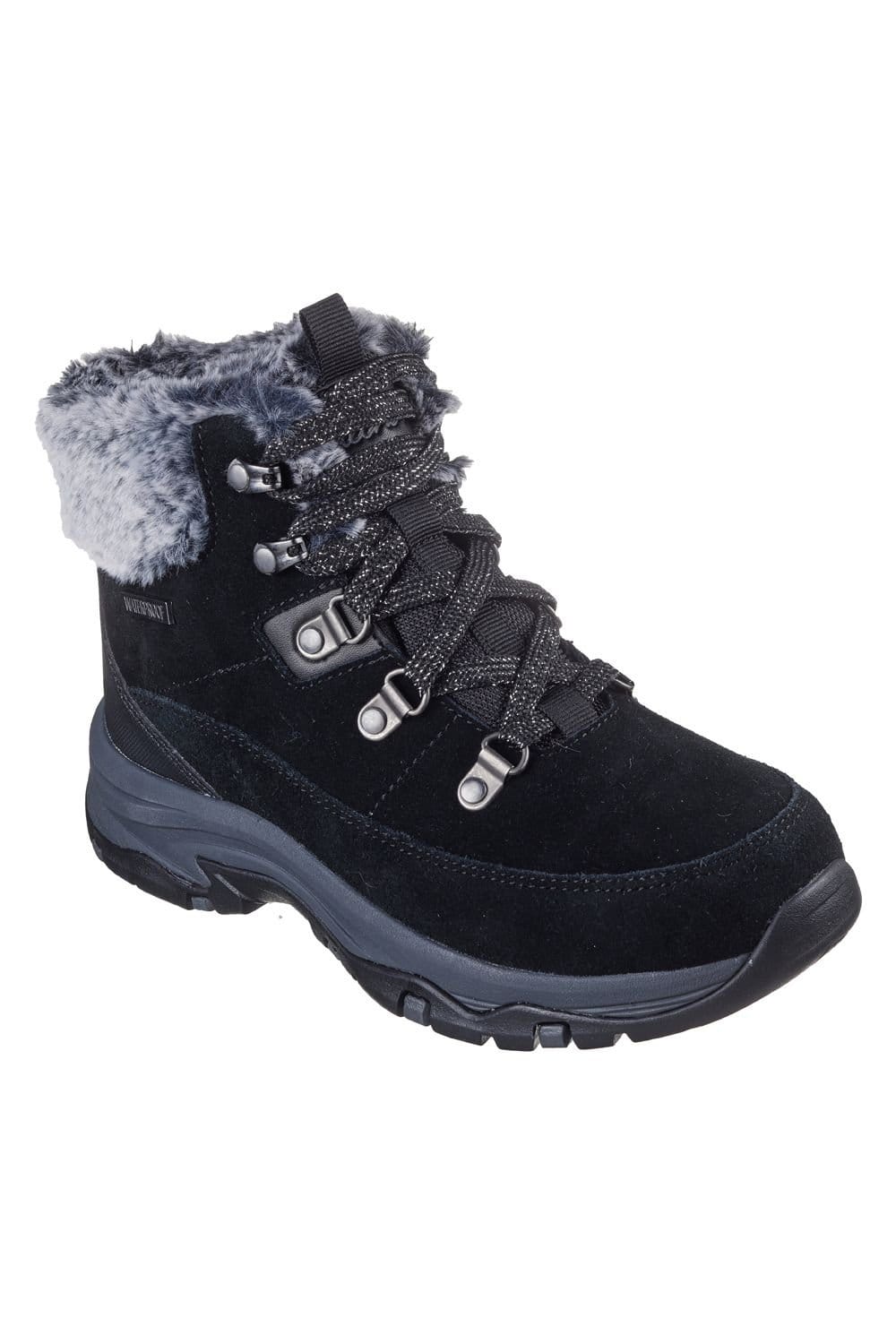 Skechers Skechers Women's TREGO Outdoor Sparkly Lace Up Boot W/ Air-Cooled Mf Black - 4