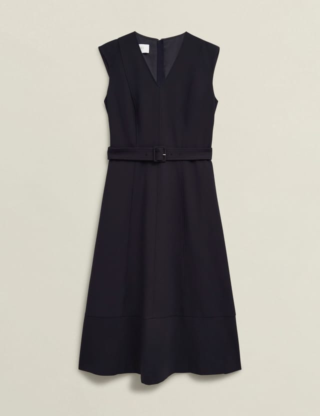 Hobbs London Hobbs London Women's Carolyn V-Neck Belted Waist Midi Dress in Dark Navy - 2
