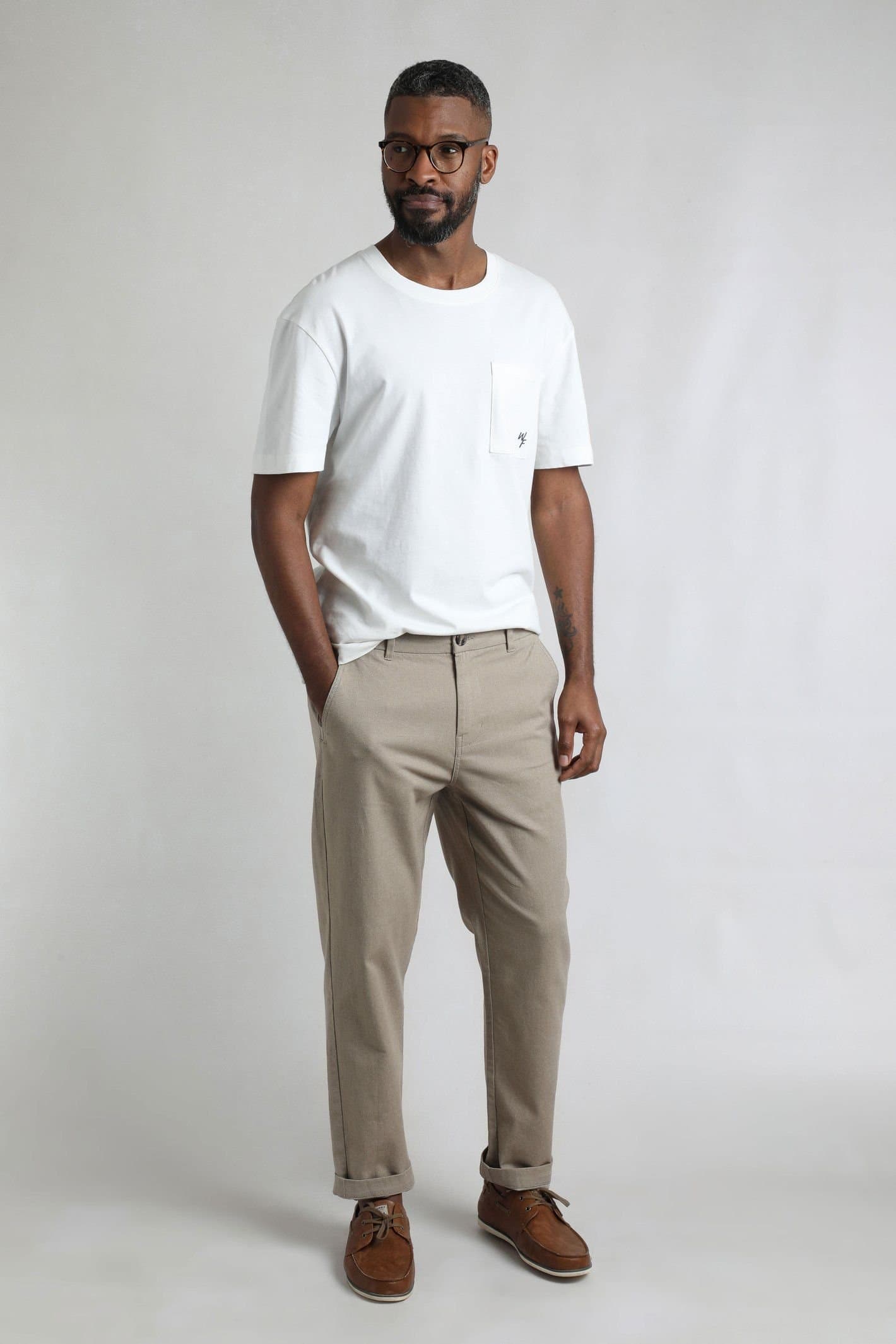 Weird Fish Weird Fish Men's Charleigh Textured Chino Trousers in Stone
