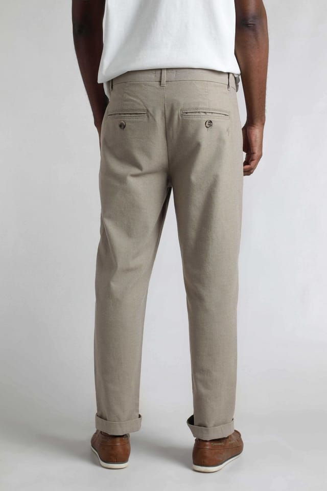 Weird Fish Weird Fish Men's Charleigh Textured Chino Trousers in Stone - 3
