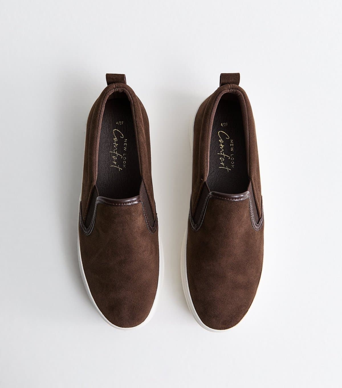 New Look Women's Brown Faux Suede Slip On Trainers Vegan New Look