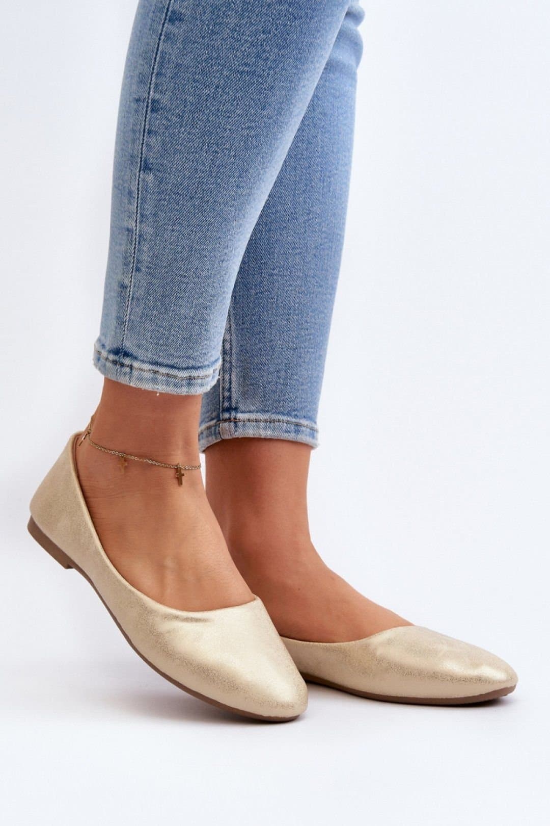 Love Lace Love Lace Gold Metallic Ballet Flats with Soft Insole