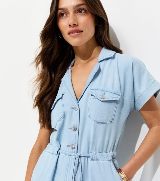 New Look Women's Petite Light Blue Wash Denim Jumpsuit New Look - 3
