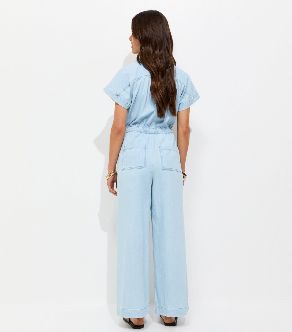 New Look Women's Petite Light Blue Wash Denim Jumpsuit New Look - 4