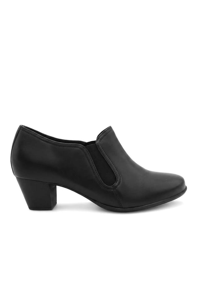 Pavers Pavers Women's Wide Fit Leather Block Heel Slip On Shoe Boots in Black - 2