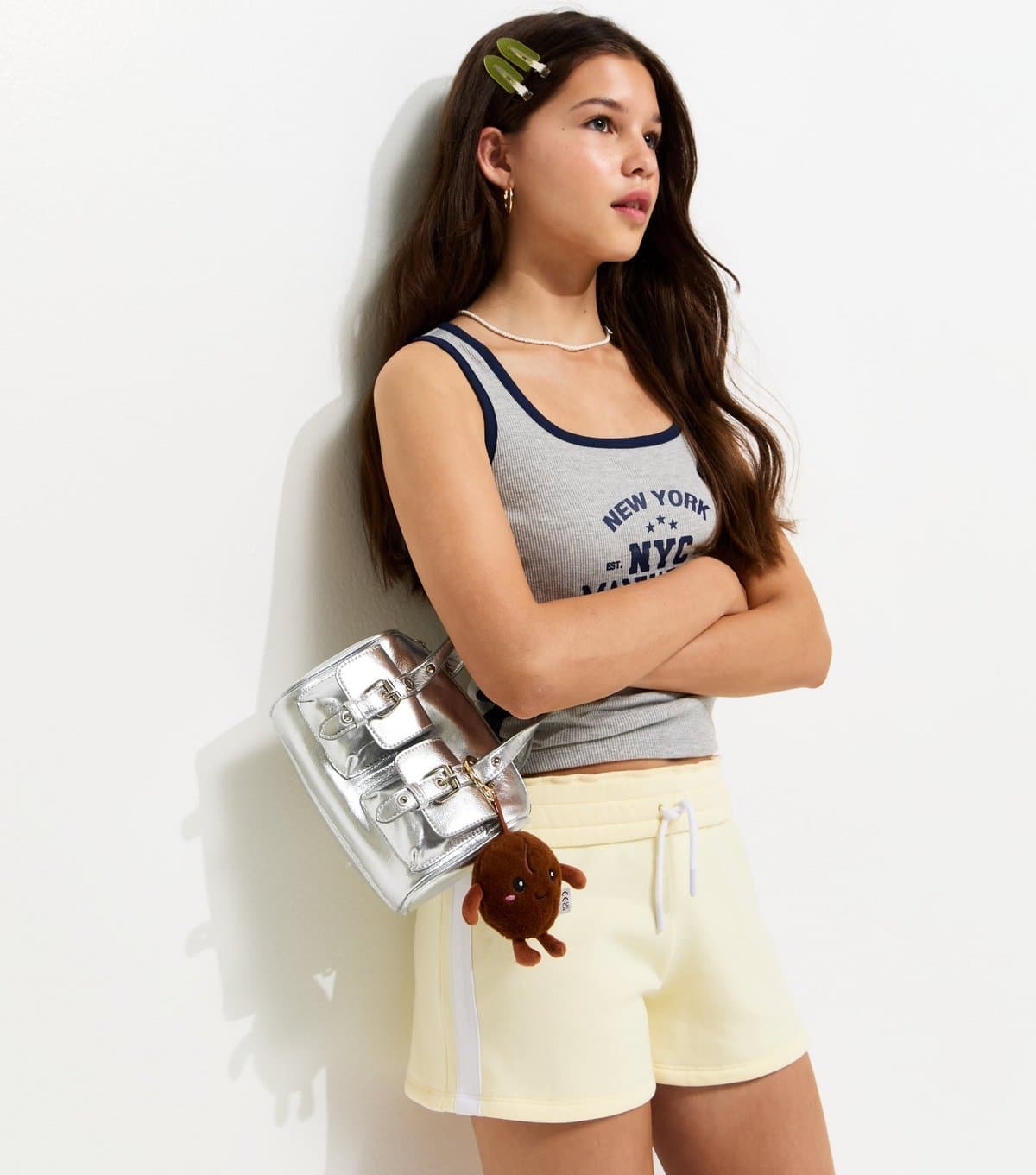 New Look Girls' Light Yellow Side Stripe Drawstring Shorts New Look