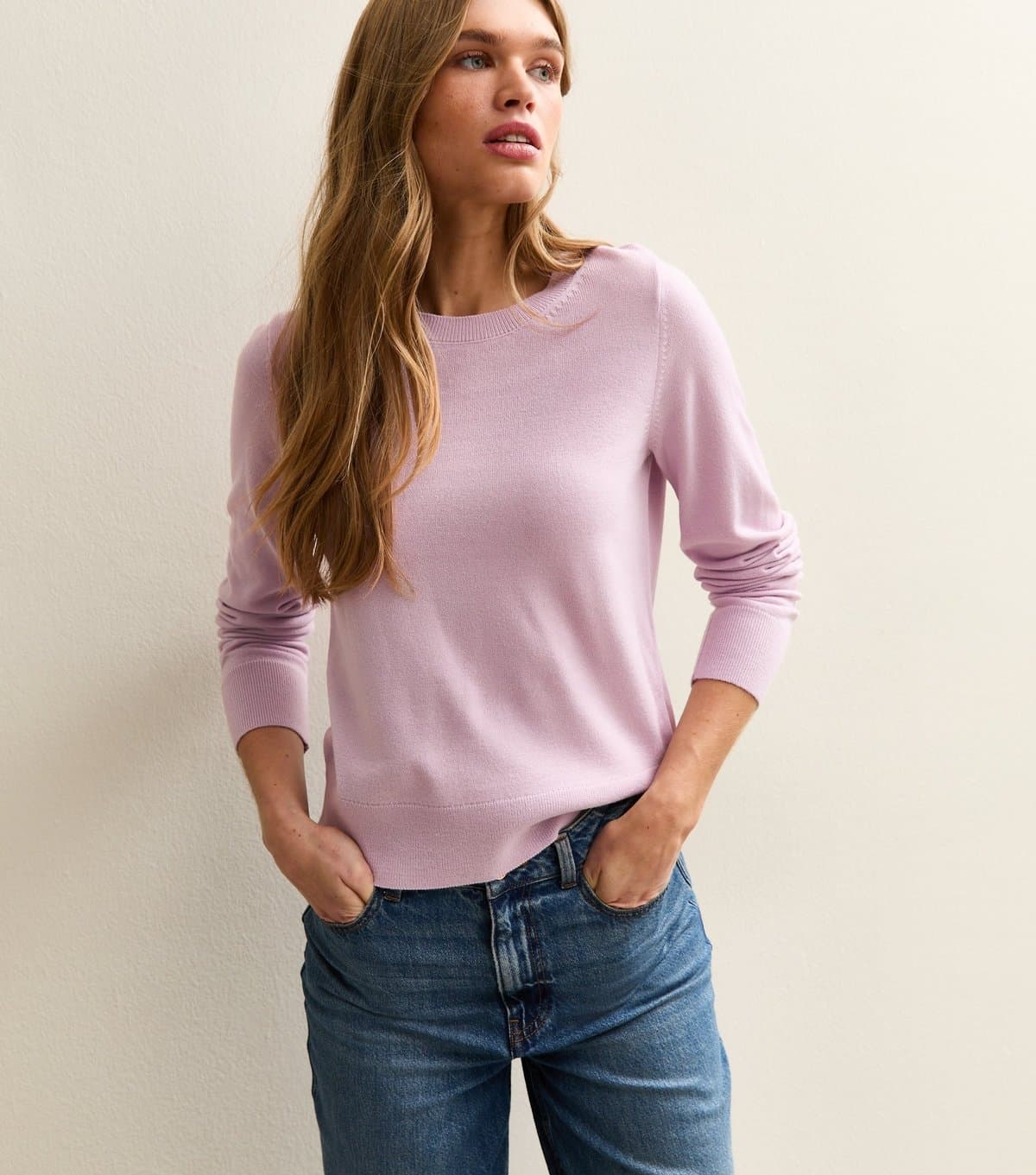 New Look Women's Lilac Crew Neck Jumper New Look
