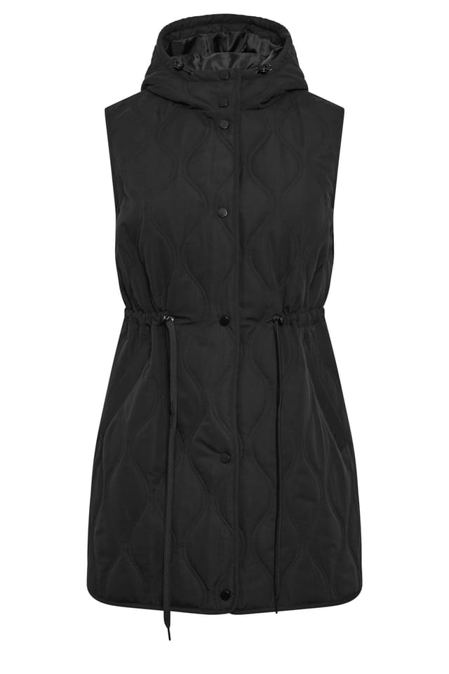 Evans Evans Women's Tie Waist Quilted Gilet in Black - 2