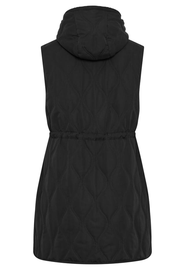 Evans Evans Women's Tie Waist Quilted Gilet in Black - 3