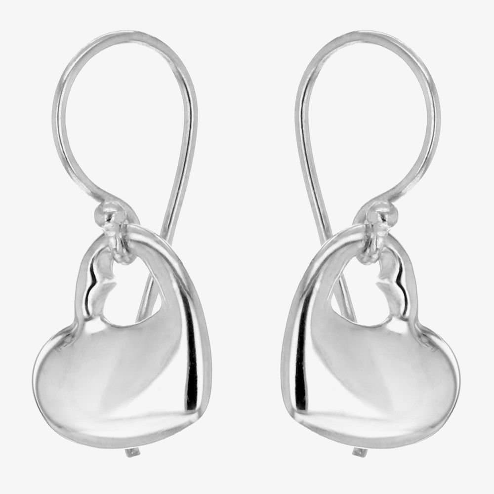 T.H.Baker T.H.Baker Silver Open Heart Dropper Earrings