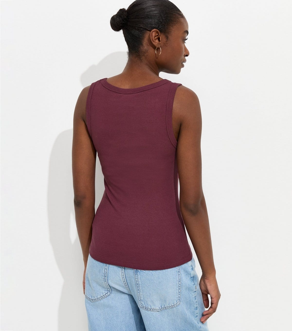 New Look Women's Dark Burgundy Cotton Rich Square Neck Vest Top New Look - 4