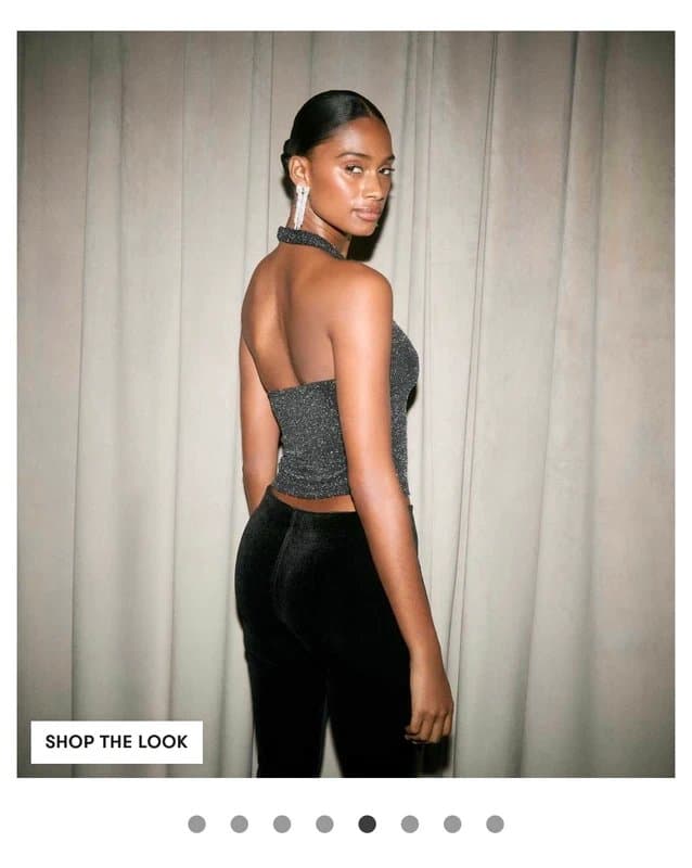 New Look New Look Gunmetal Glittery Halter Neck Top - Size 14