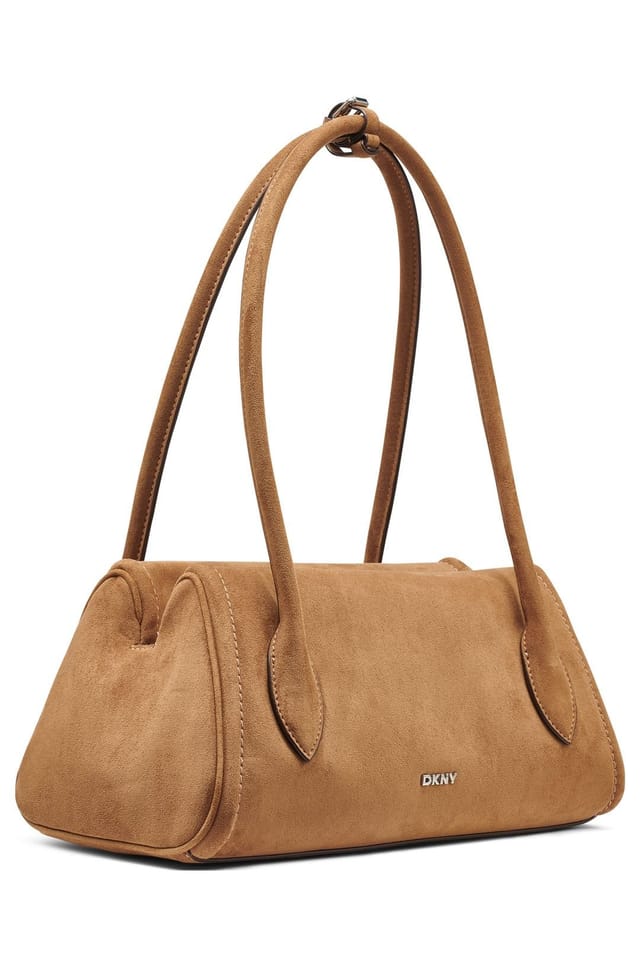 DKNY DKNY Women's Amelie Md Suede Bowling Bag Tan Brown - 2