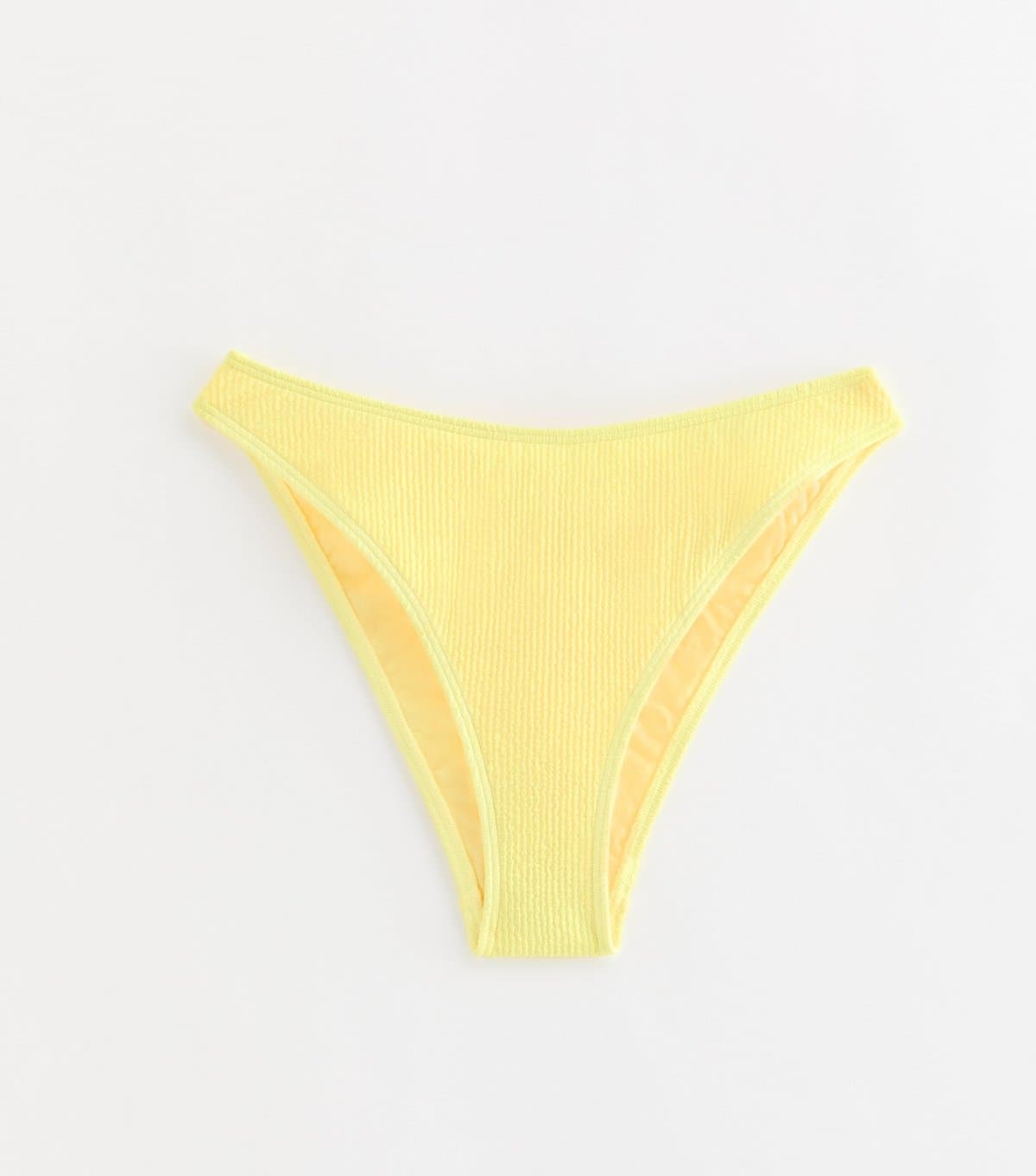 New Look Women's Yellow Crinkle High Leg Hipster Bikini Bottoms New Look