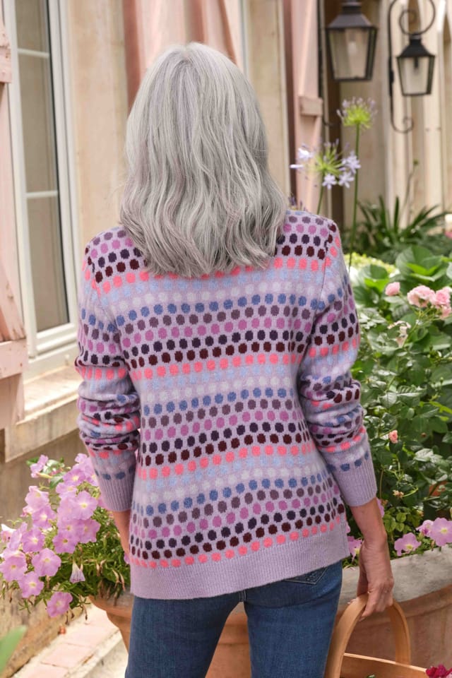 WoolOvers WoolOvers Women's Multi Spot Stripe Cardigan - 3