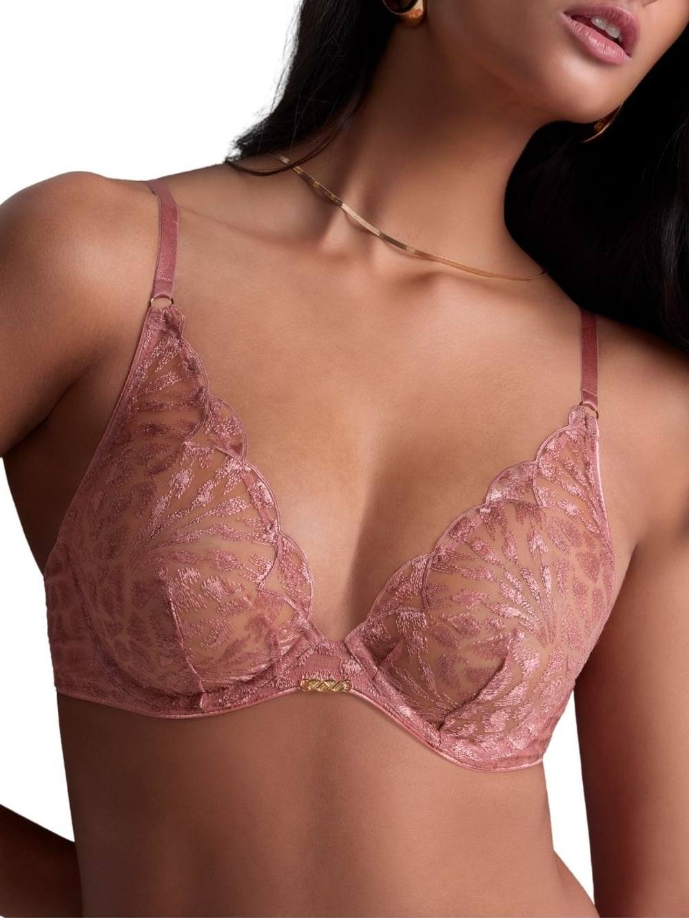 Aubade Aubade Women's Crazy In Love Triangle Plunge Bra in Pink - 4