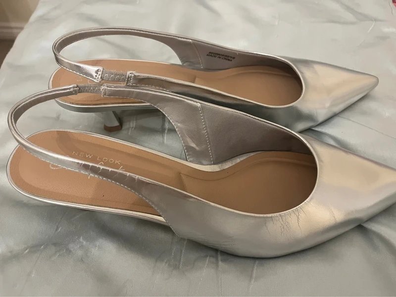 New Look Sliver sling back kitten heels size 8 - 1