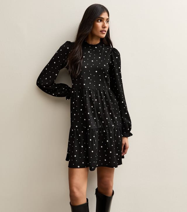 New Look Women's Black Star Print Long Sleeve Mini Dress New Look - 3