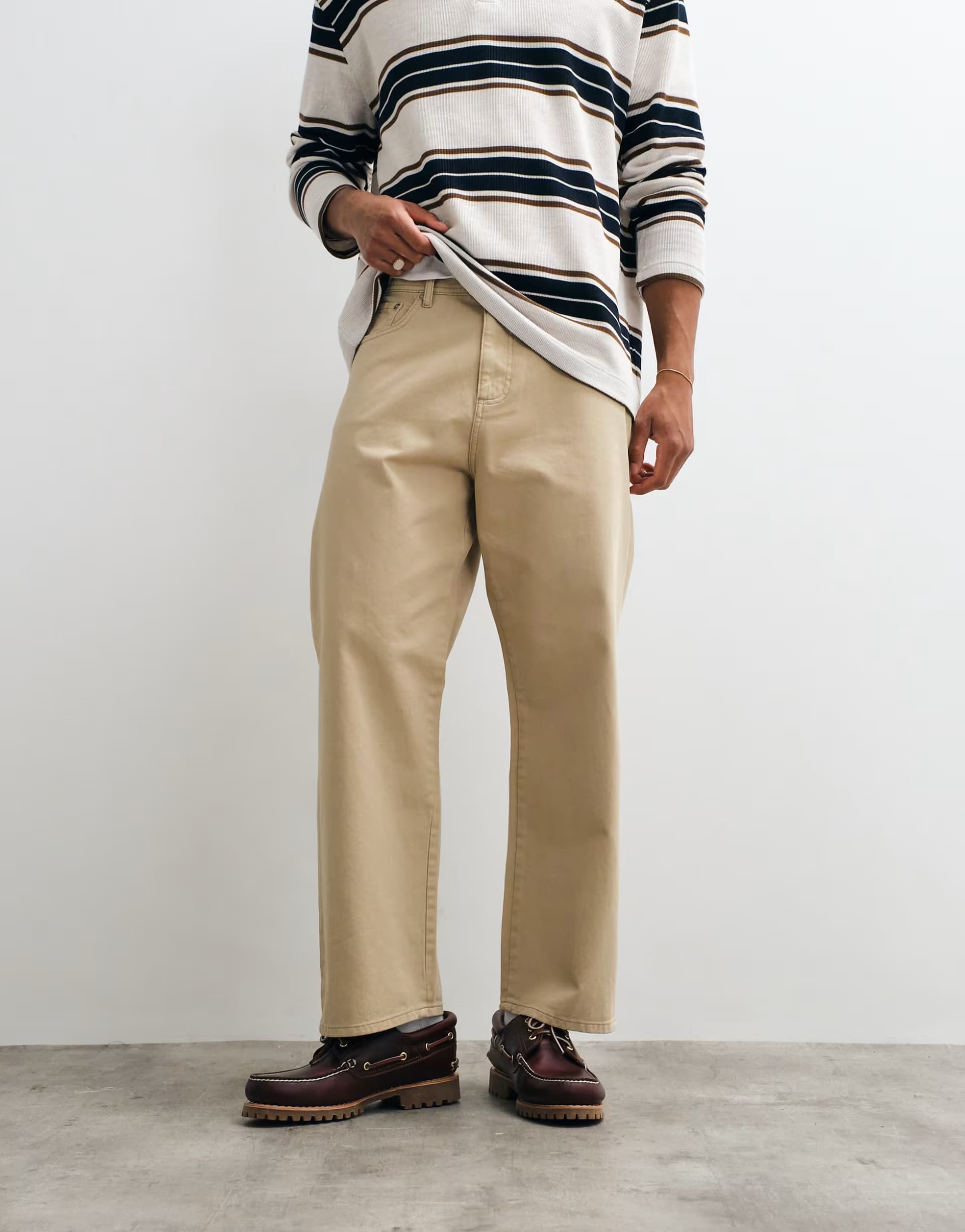 ASOS Jack & Jones Alex baggy fit twill trousers in beige