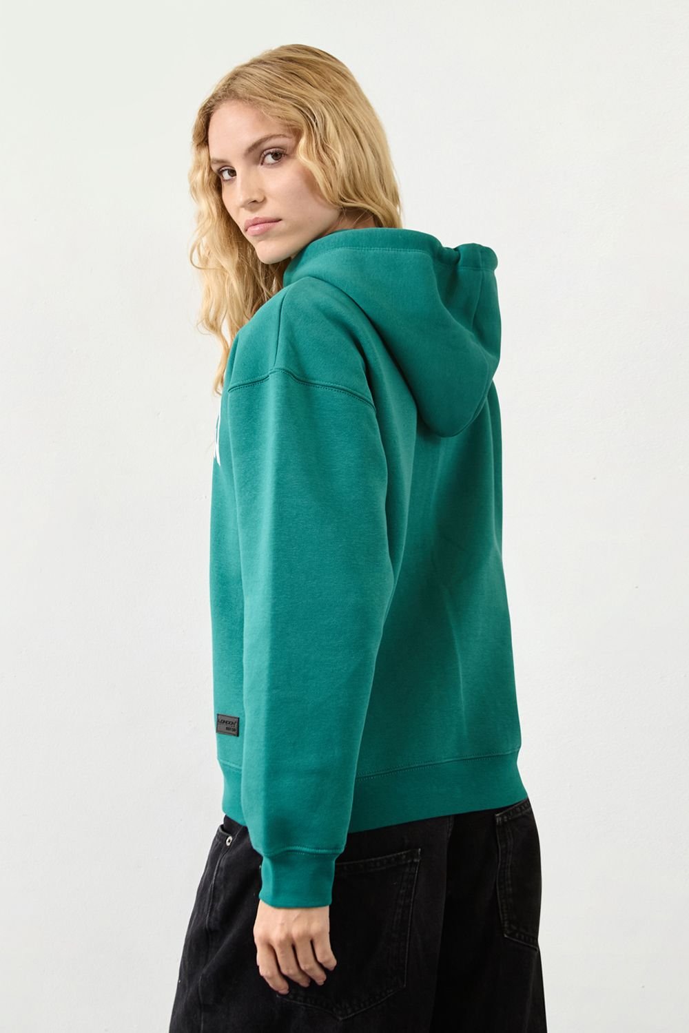 LONDON ATTITUDE LONDON ATTITUDE Women's Relaxed Fit "Los Angeles" Printed Hoodie Green in Cobalt - 4