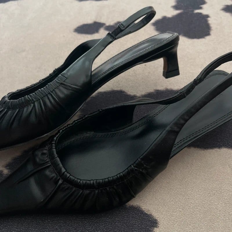 Topshop Topshop Ely mid heel ruched slingbacks kitten heels black - 1