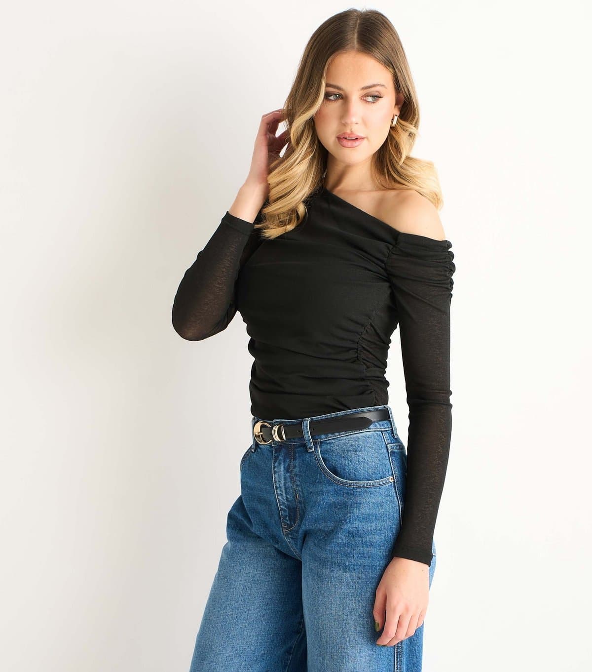 Gini London Gini London Black Jersey Off Shoulder Top