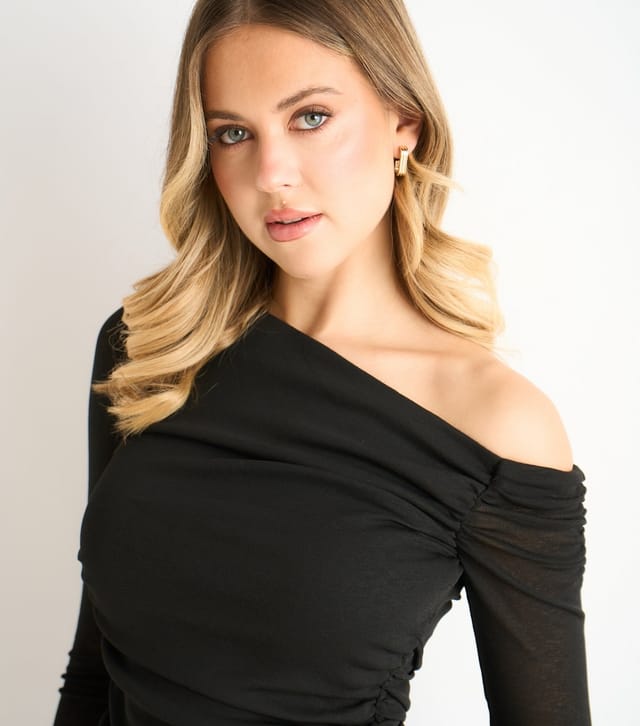 Gini London Women's Black Jersey Off Shoulder Top Gini London New Look - 2