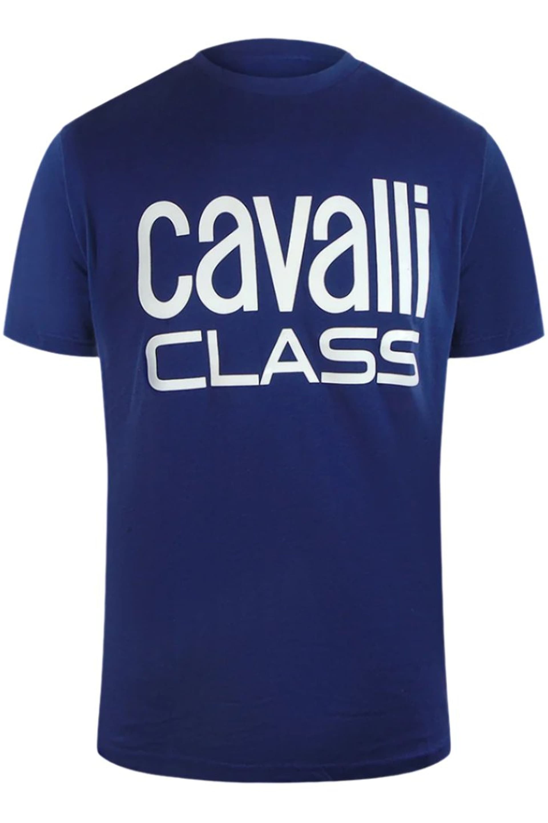 Cavalli Class Cavalli Class Men's Short Sleeve Crew T-shirt in Indigo