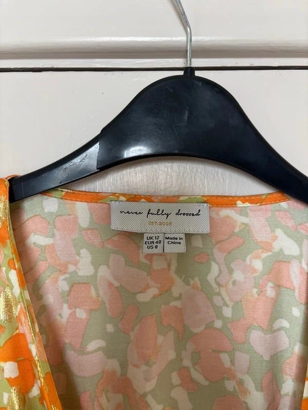 Never Fully Dressed Never Fully Dressed  orange green gold wrap dress