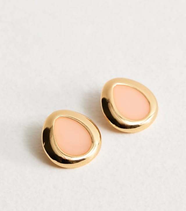 New Look Gold Tone Resin Oval Stud Earrings New Look - 3