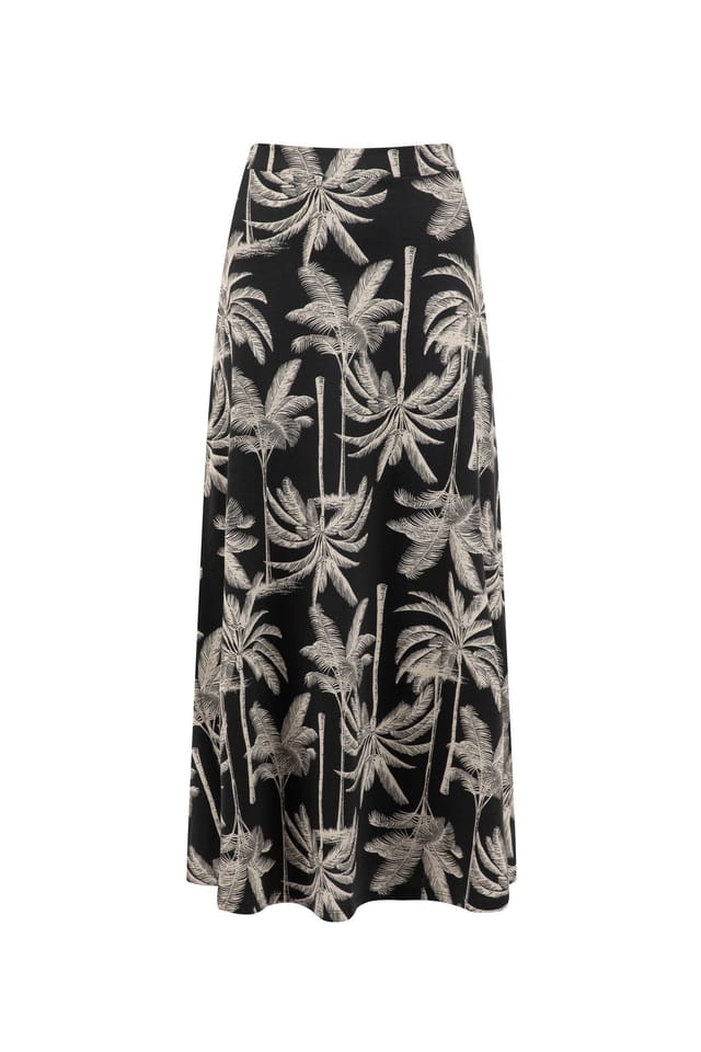 Weird Fish Weird Fish Women's Eloriah Printed Jersey Midi Skirt in Black - 2