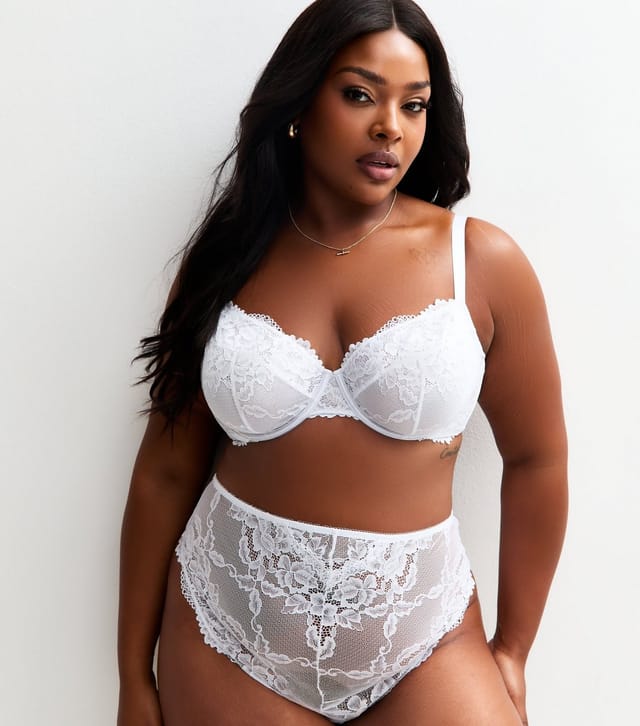 New Look Women's Plus Size White Lace Non Padded Bra Curves New Look - 2