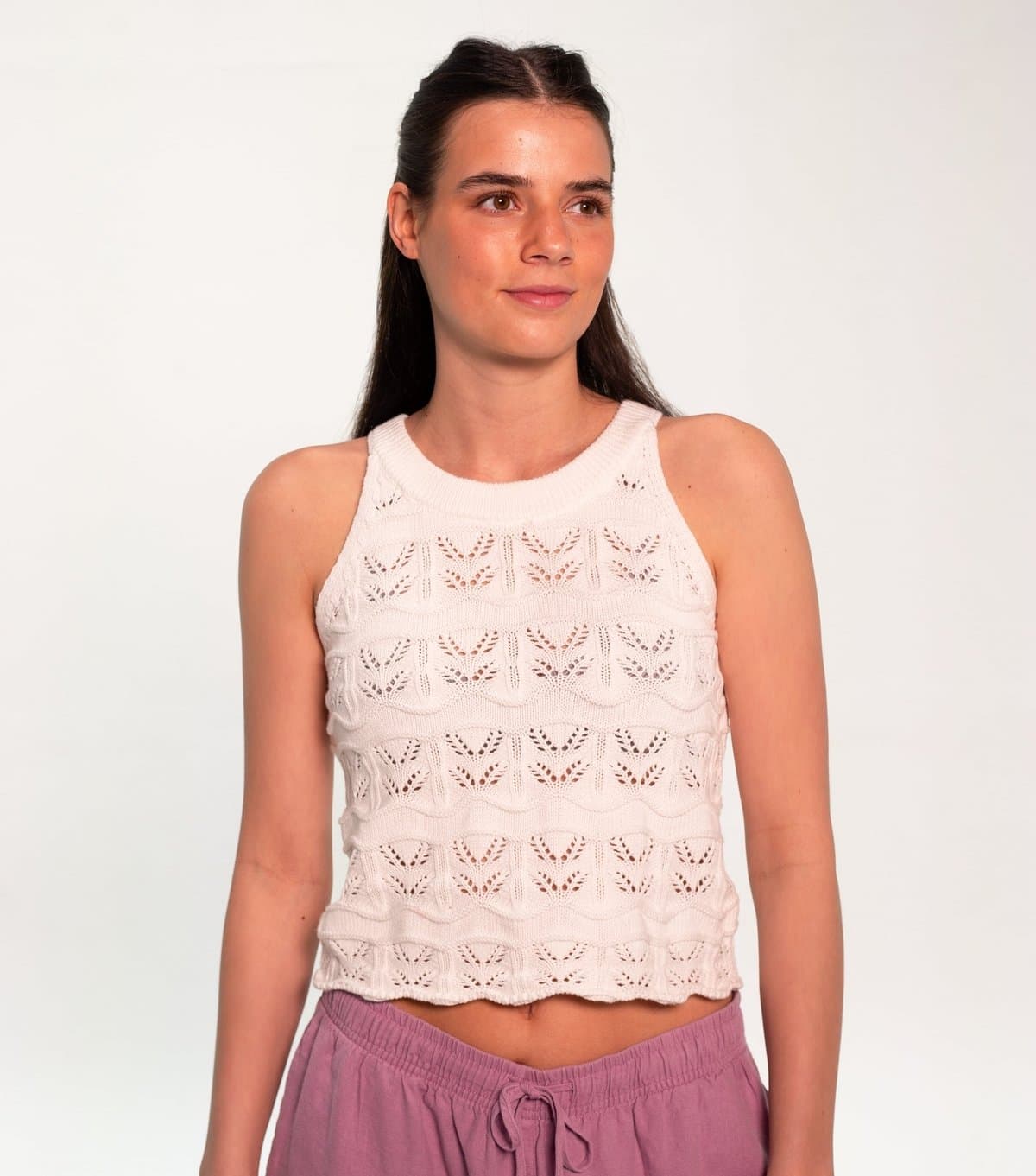 Sunshine Soul Sunshine Soul White Cotton Pointelle Vest Top
