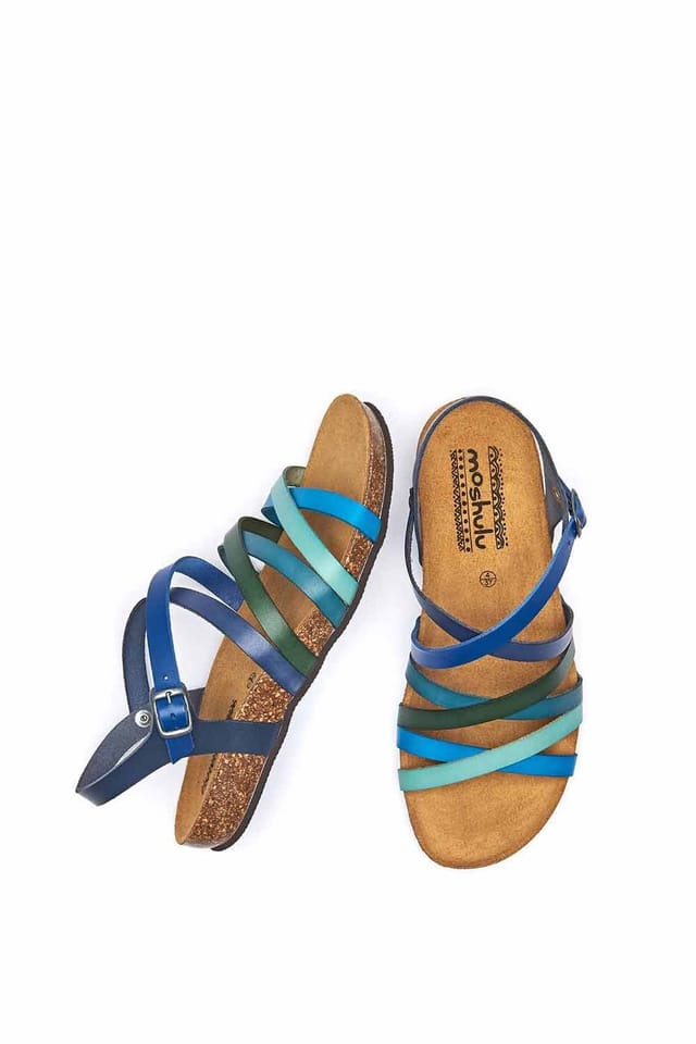 Moshulu Moshulu Women's 'Ginger Ale' Strappy Cork Footbed Sandals in Blue - 2