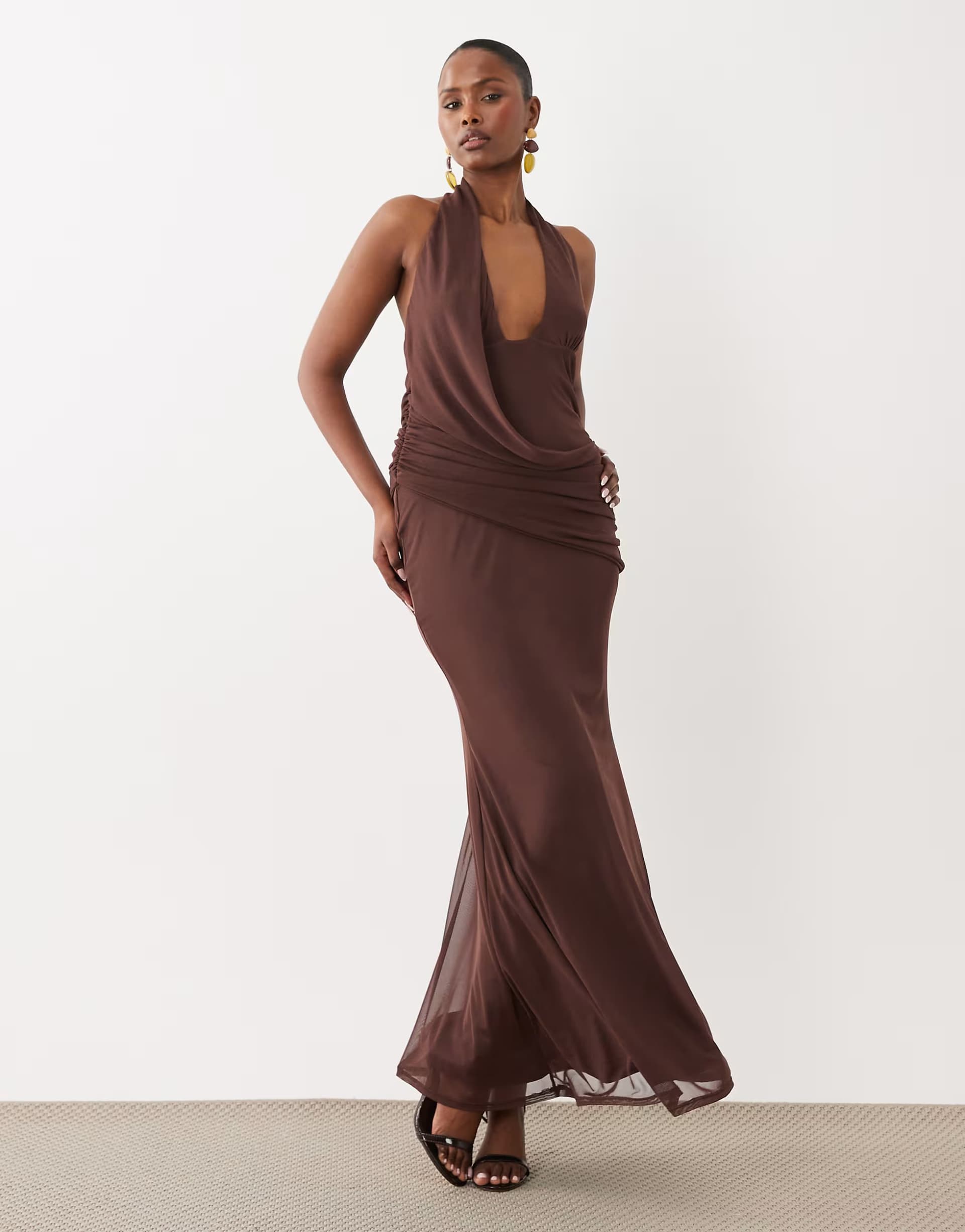 ASOS ASOS DESIGN halter maxi dress with draped sash detail in