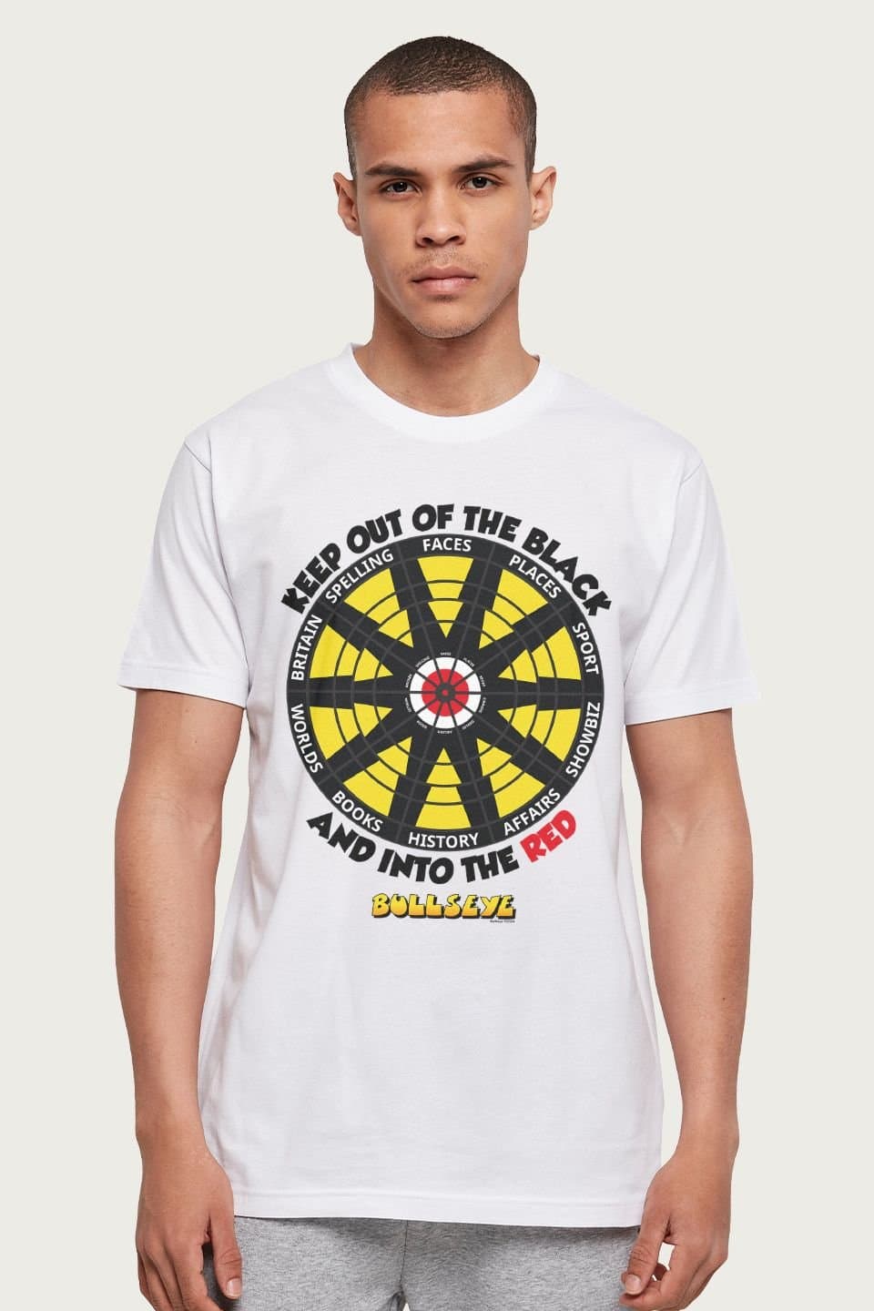 Bullseye Bullseye Men's Stay Out Of The Black & Into The Red T-Shirt in White