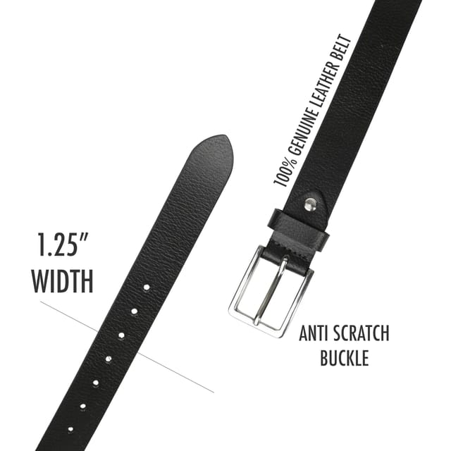 Woodland Leathers Woodland Leathers Men's Leather Belts, Genuine Leather belt 1.25" Width in Black - 3