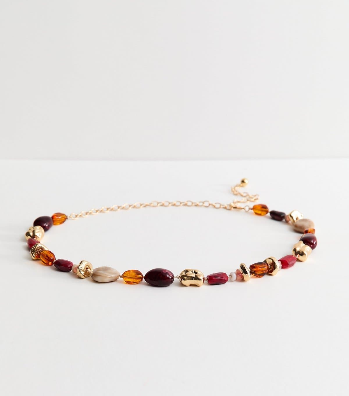 New Look New Look Gold Tone Multicolour Beaded Chain Belt