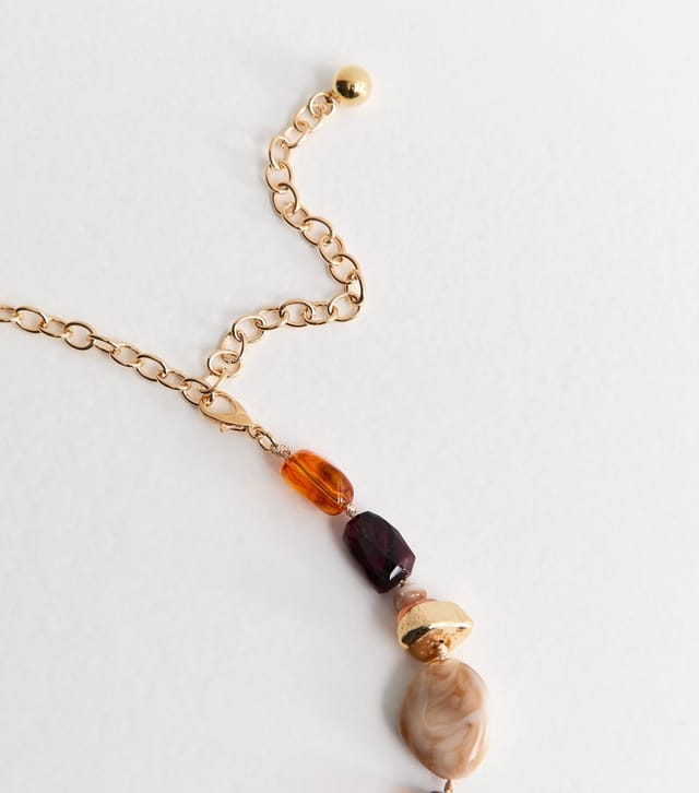 New Look Gold Tone Multicolour Beaded Chain Belt New Look - 3