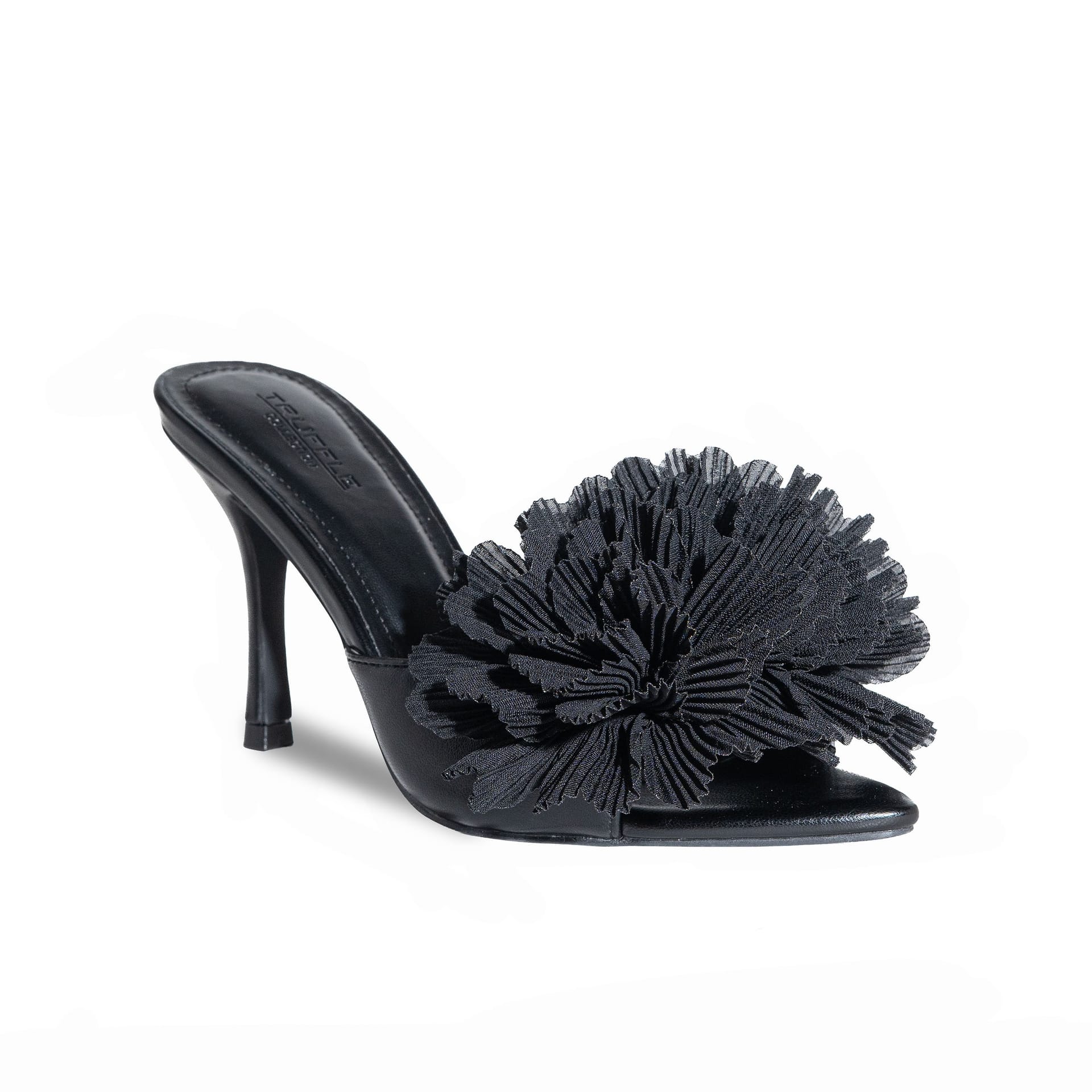 Truffle Collection Truffle Collection Women's Heeled Open Toe Mules Slip On PU Stiletto Heel Summer Shoes in Black - 4