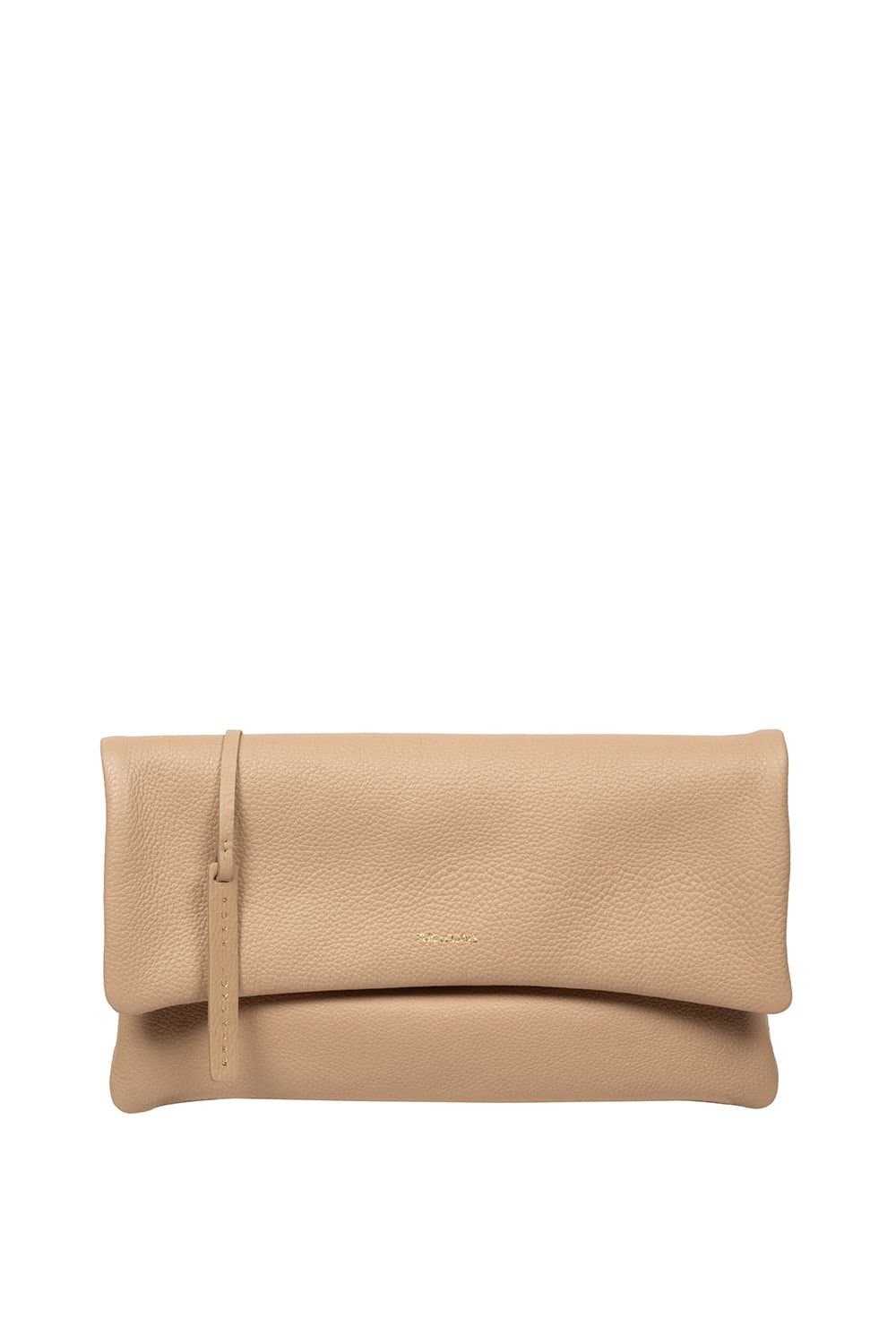 Pure Luxuries London Pure Luxuries London Women's 'Audrina' Leather Clutch Bag in Natural