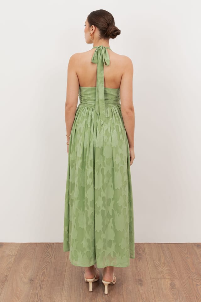 Anaya with Love Anaya with Love Women's Floral Burnout Halter Neck Midaxi Dress in Green - 2